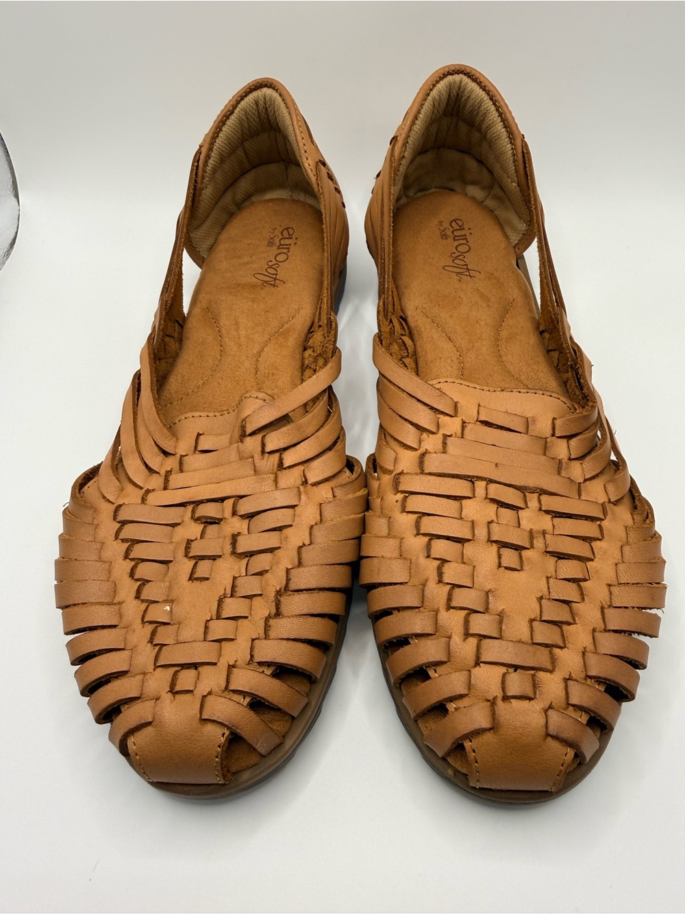 EUROSOFT by Sofft Ranie Slip On Tan Leather Hurache Flats Women’s Size 8 - Picture 4 of 9